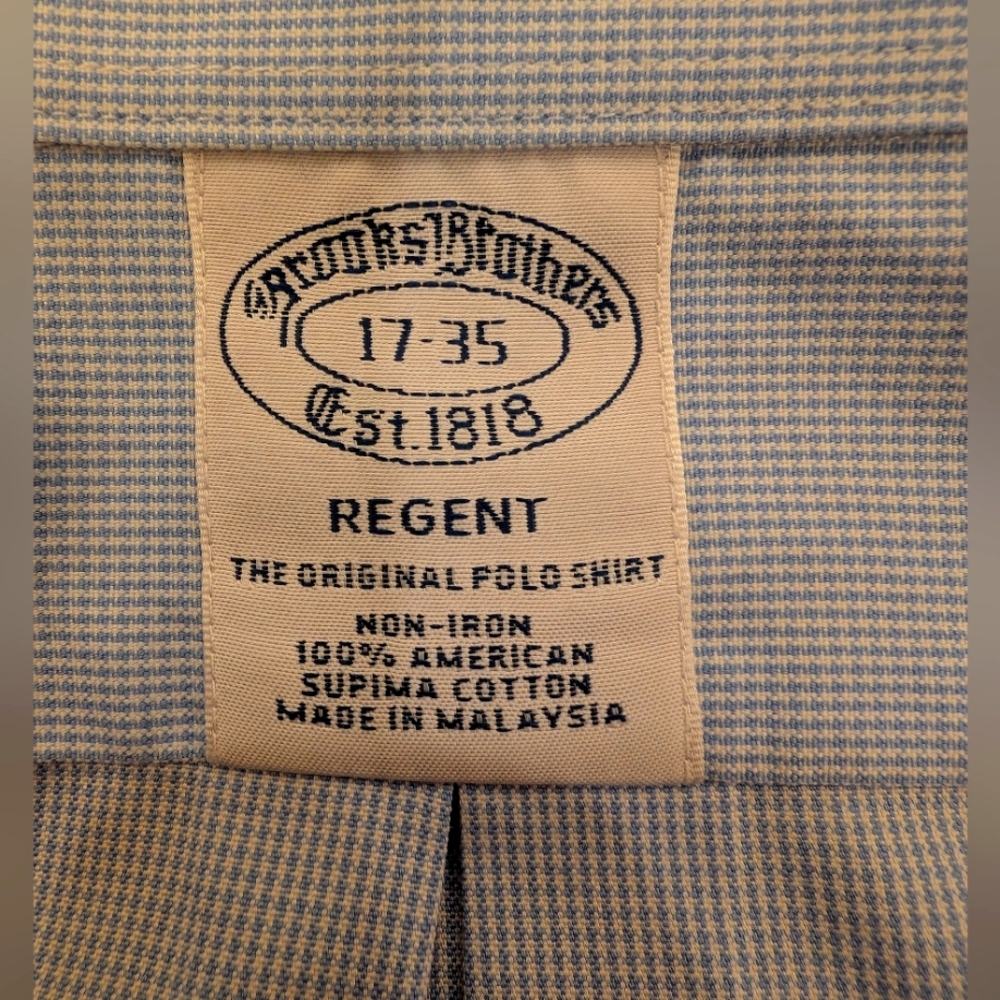 Brooks Brothers Regent Fit Button Down Shirt– Blue Micro-Check, 17/35